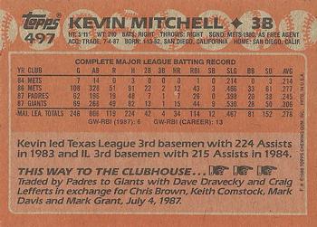1988 Topps #497 Kevin Mitchell Back