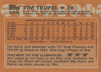 1988 Topps #508 Tim Teufel Back