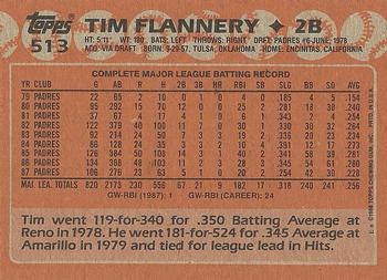 1988 Topps #513 Tim Flannery Back