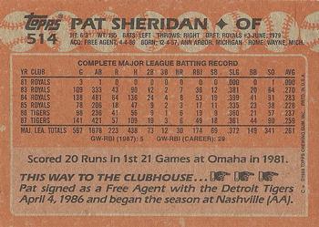 1988 Topps #514 Pat Sheridan Back