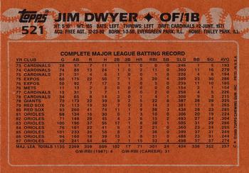 1988 Topps #521 Jim Dwyer Back