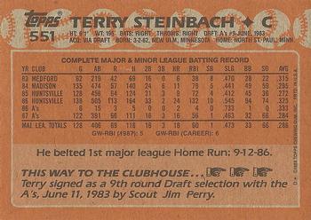 1988 Topps #551 Terry Steinbach Back