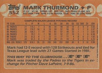 1988 Topps #552 Mark Thurmond Back