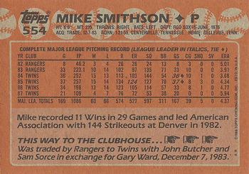 1988 Topps #554 Mike Smithson Back