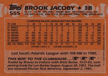 1988 Topps #555 Brook Jacoby Back