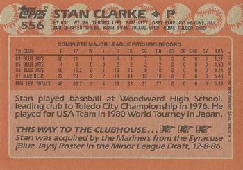 1988 Topps #556 Stan Clarke Back