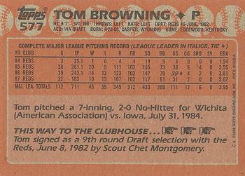 1988 Topps #577 Tom Browning Back