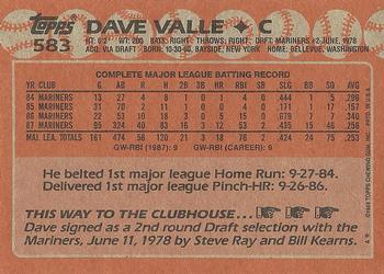 1988 Topps #583 Dave Valle Back