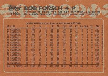 1988 Topps #586 Bob Forsch Back