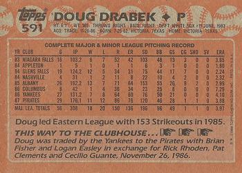 1988 Topps #591 Doug Drabek Back