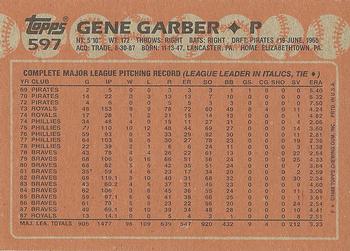1988 Topps #597 Gene Garber Back