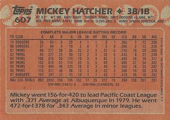 1988 Topps #607 Mickey Hatcher Back