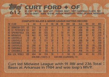 1988 Topps #612 Curt Ford Back