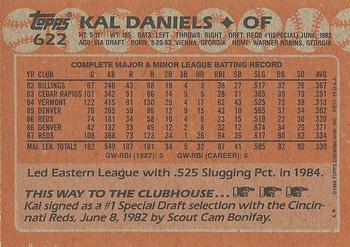 1988 Topps #622 Kal Daniels Back