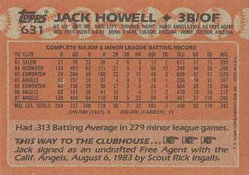 1988 Topps #631 Jack Howell Back
