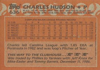 1988 Topps #636 Charles Hudson Back