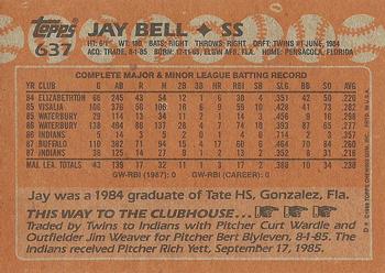1988 Topps #637 Jay Bell Back