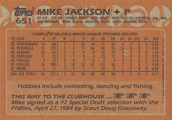 1988 Topps #651 Mike Jackson Back