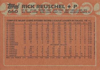 1988 Topps #660 Rick Reuschel Back