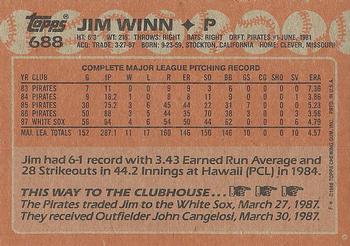 1988 Topps #688 Jim Winn Back