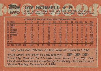 1988 Topps #690 Jay Howell Back