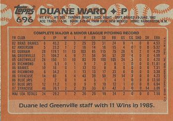 1988 Topps #696 Duane Ward Back
