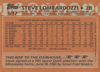 1988 Topps #697 Steve Lombardozzi Back
