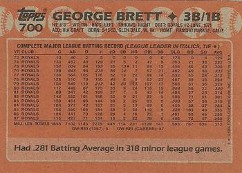 1988 Topps #700 George Brett Back