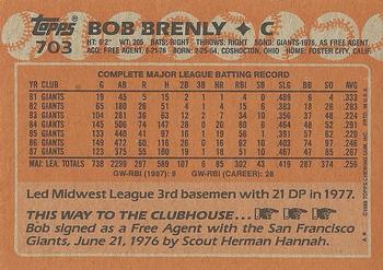 1988 Topps #703 Bob Brenly Back