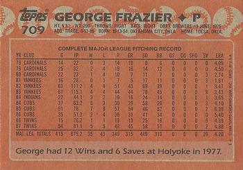 1988 Topps #709 George Frazier Back