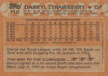 1988 Topps #710 Darryl Strawberry Back