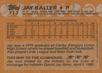 1988 Topps #717 Jay Baller Back