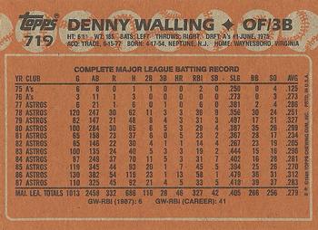 1988 Topps #719 Denny Walling Back