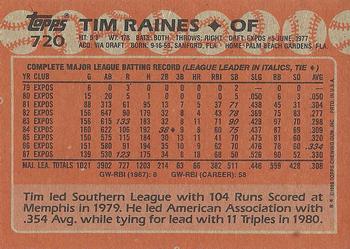 1988 Topps #720 Tim Raines Back