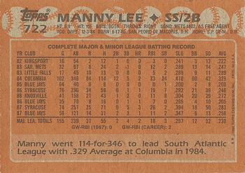 1988 Topps #722 Manny Lee Back