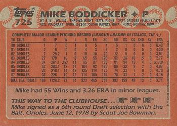 1988 Topps #725 Mike Boddicker Back