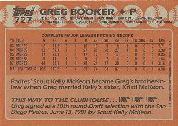 1988 Topps #727 Greg Booker Back