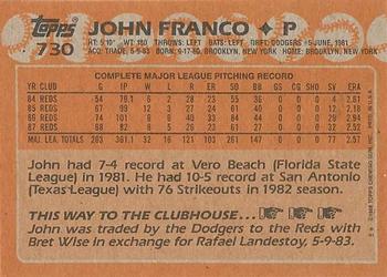 1988 Topps #730 John Franco Back