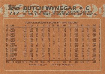 1988 Topps #737 Butch Wynegar Back