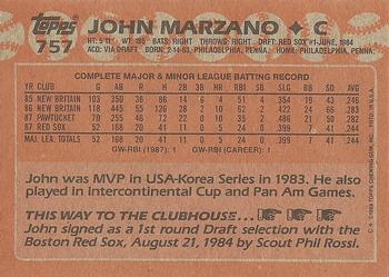 1988 Topps #757 John Marzano Back