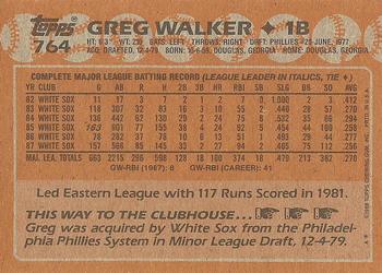 1988 Topps #764 Greg Walker Back