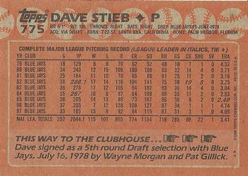 1988 Topps #775 Dave Stieb Back