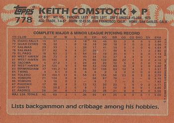 1988 Topps #778 Keith Comstock Back