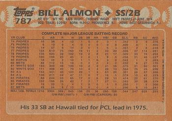 1988 Topps #787 Bill Almon Back