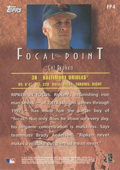 1998 Topps - Focal Point #FP4 Cal Ripken Back