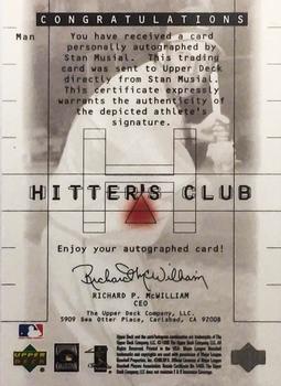 2000 Upper Deck Hitter's Club - Autographs #MAN Stan Musial Back