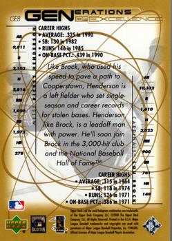 2000 Upper Deck Hitter's Club - Generations of Excellence #GE8 Rickey Henderson / Lou Brock  Back