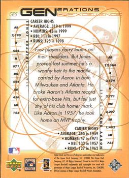 2000 Upper Deck Hitter's Club - Generations of Excellence #GE5 Chipper Jones / Hank Aaron  Back
