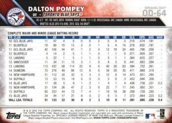 2016 Topps Opening Day - Blue Foil #OD-64 Dalton Pompey Back
