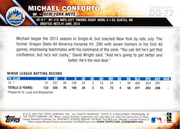 2016 Topps Opening Day - Blue Foil #OD-72 Michael Conforto Back